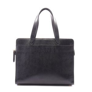 Chanel Logo Tote Bag Caviar Skin Black